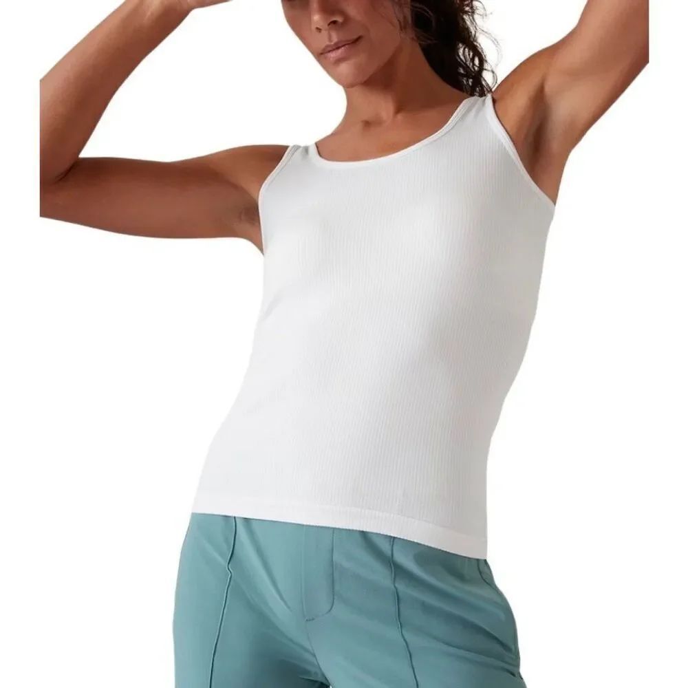 Athleta women’s renew seamless, sleeveless, white, ribbed, tank top size XL